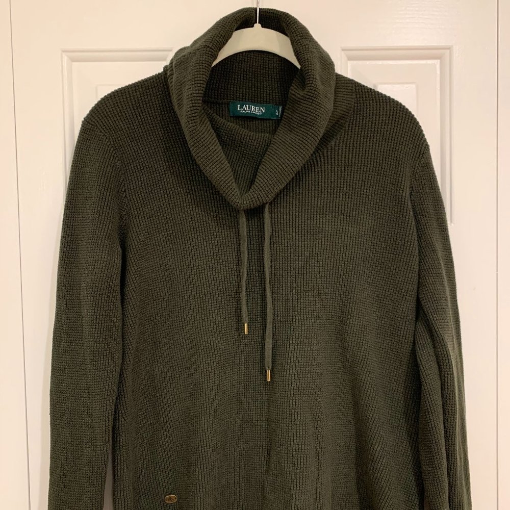 RALPH LAUREN Cowl Turtle Neck Sweater-Green-Size L